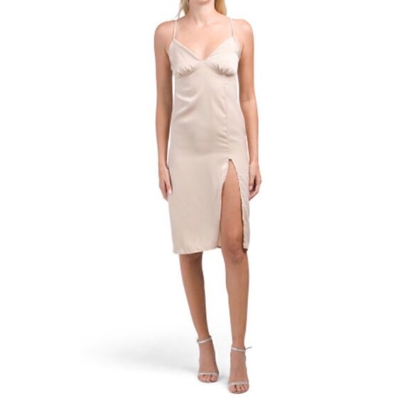 NWT Livi by Olivia Rae Satin Slip Dress With Slit - Picture 1 of 3